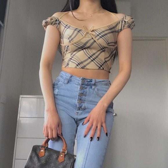 I AM GIA beige checkered top - XXS (size4) - Picture 5 of 7